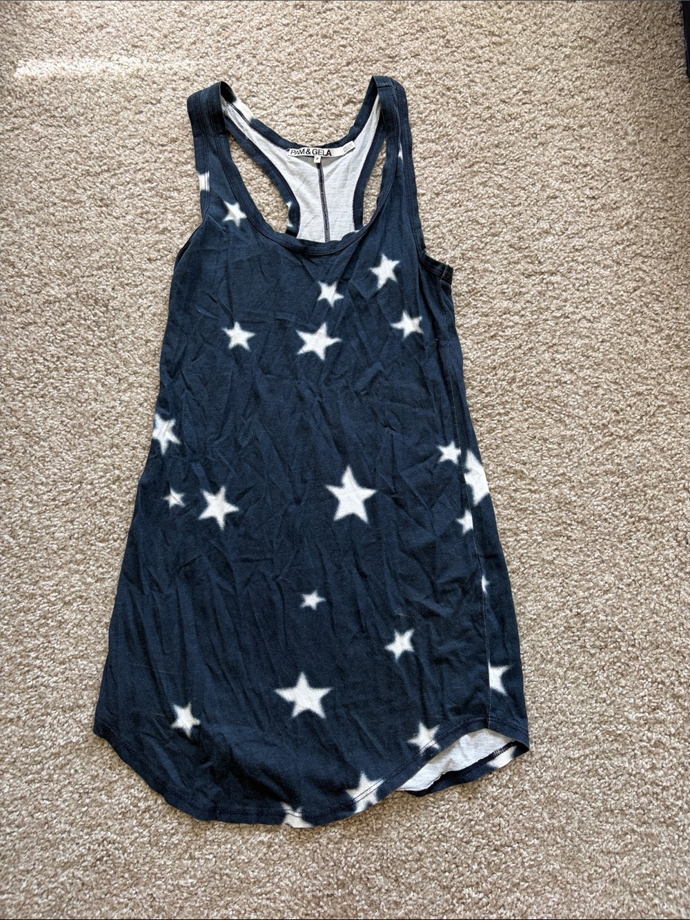 Pam & Gela Navy and White Star Racerback Dress/Cover-up